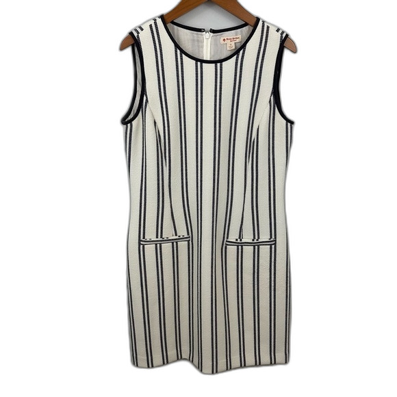 Brooks Brothers Sleeveless Pinstripe Knit Dress Size 12 - Picture 1 of 13